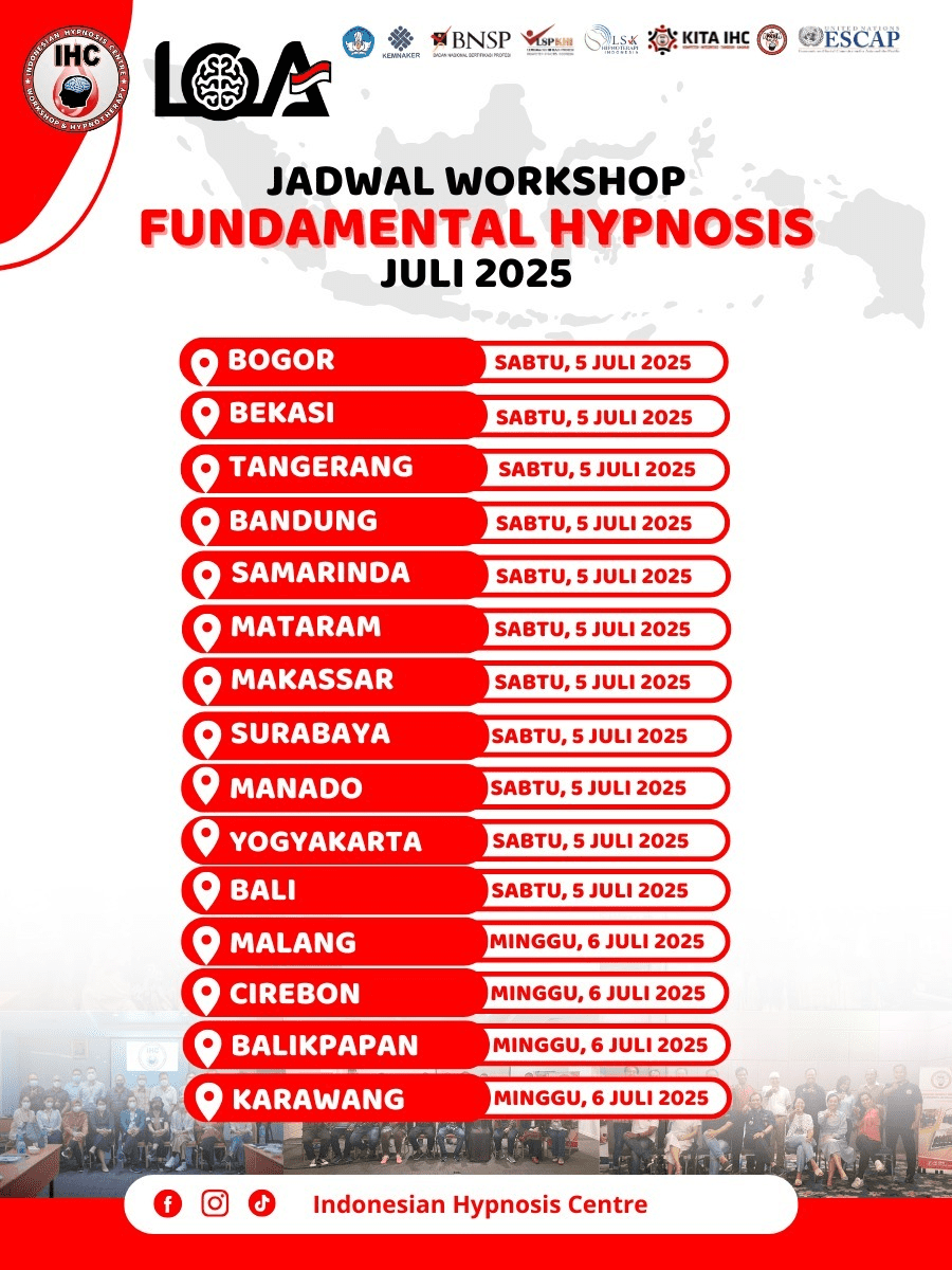Jadwal Workshop Fundamental Hypnosis – Juli 2025 | by INDONESIAN HYPNOSIS CENTRE